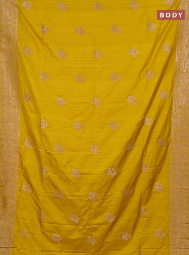 Semi soft silk saree mustard yellow with zari woven buttas and zari woven border