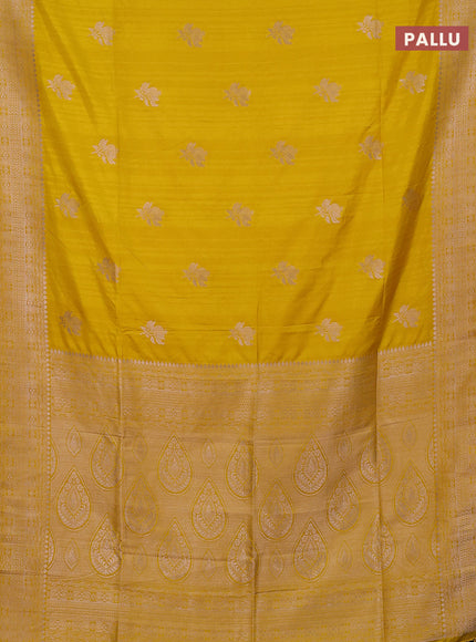 Semi soft silk saree mustard yellow with zari woven buttas and zari woven border