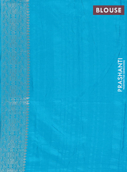 Semi soft silk saree teal blue shade with zari woven buttas and zari woven border