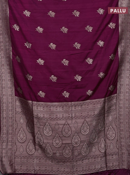 Semi soft silk saree wine shade with zari woven buttas and zari woven border