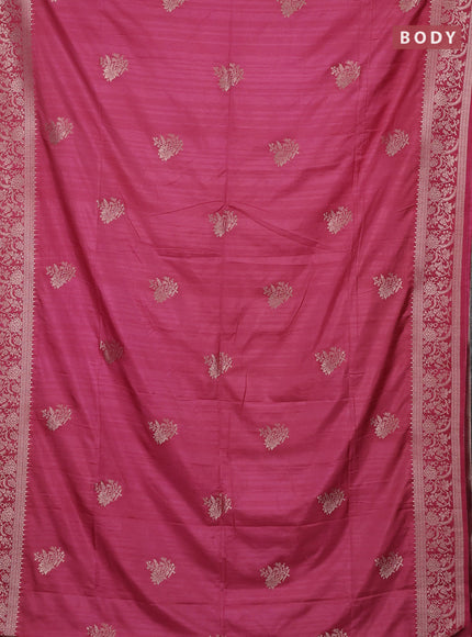 Semi soft silk saree peach pink with zari woven buttas and zari woven border
