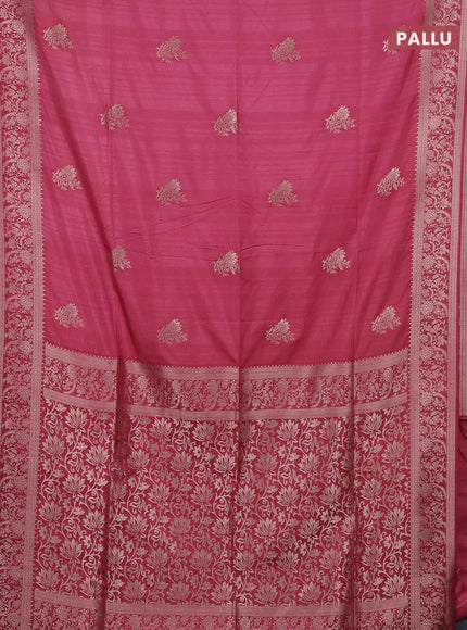 Semi soft silk saree peach pink with zari woven buttas and zari woven border