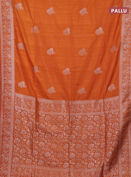 Semi soft silk saree rust shade with zari woven buttas and zari woven border