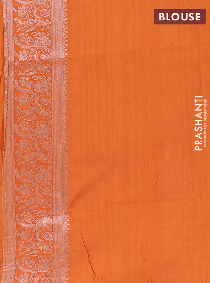 Semi soft silk saree rust shade with zari woven buttas and zari woven border
