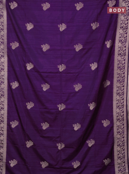 Semi soft silk saree purple with zari woven buttas and zari woven border