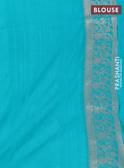 Semi soft silk saree teal green with zari woven buttas and zari woven border