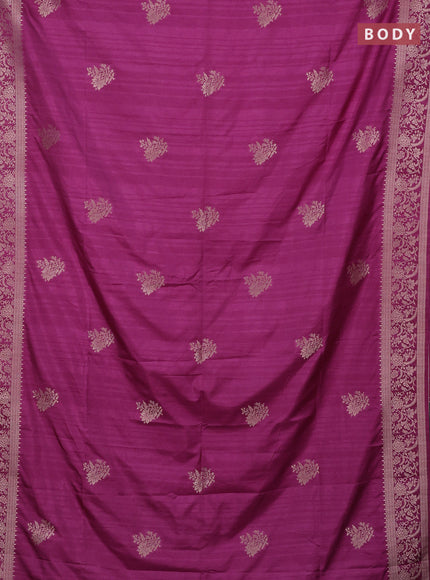 Semi soft silk saree magenta pink with zari woven buttas and zari woven border