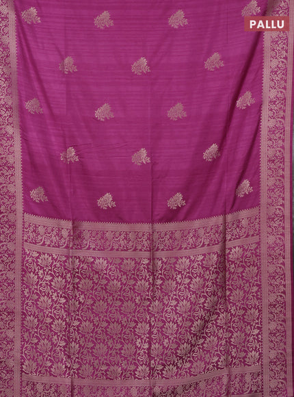 Semi soft silk saree magenta pink with zari woven buttas and zari woven border