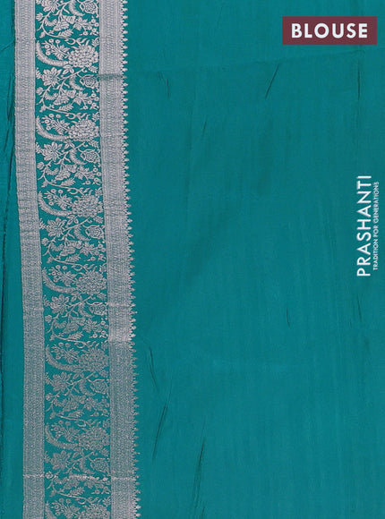 Semi soft silk saree teal blue with zari woven buttas and zari woven border