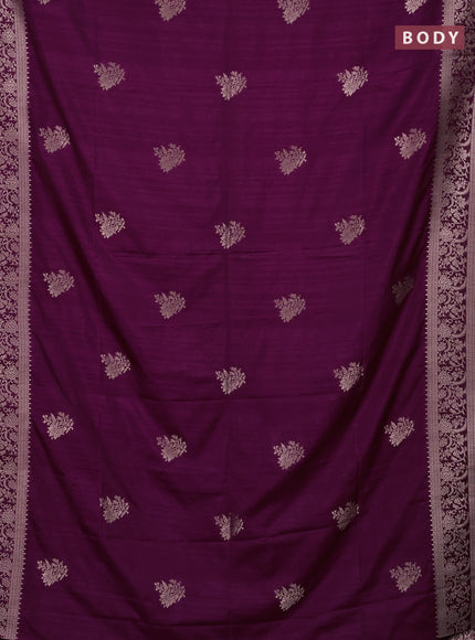 Semi soft silk saree wine shade with zari woven buttas and zari woven border
