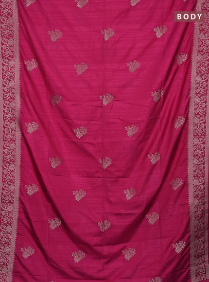 Semi soft silk saree dark pink with zari woven buttas and zari woven border