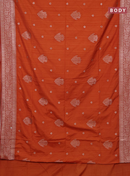Semi soft silk saree rust shade with zari woven buttas and zari woven border