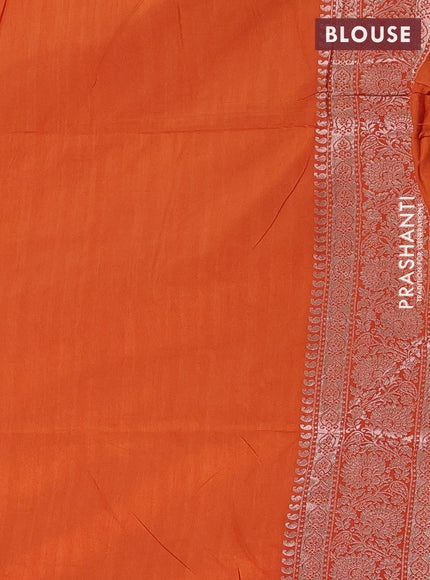 Semi soft silk saree rust shade with zari woven buttas and zari woven border
