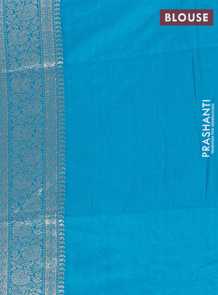 Semi soft silk saree cs blue with zari woven buttas and zari woven border