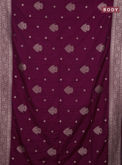 Semi soft silk saree deep wine shade with zari woven buttas and zari woven border