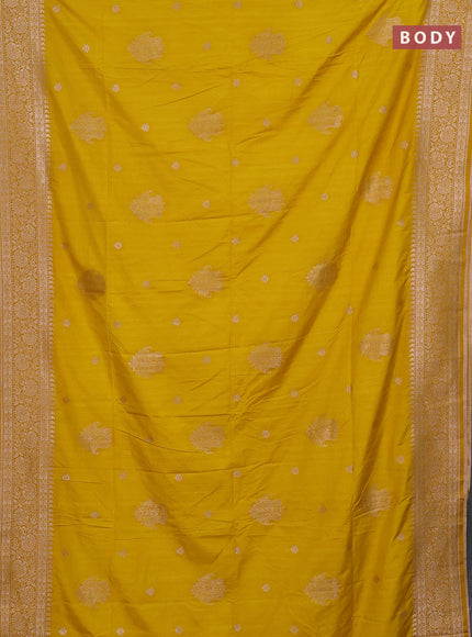 Semi soft silk saree mustard yellow with zari woven buttas and zari woven border