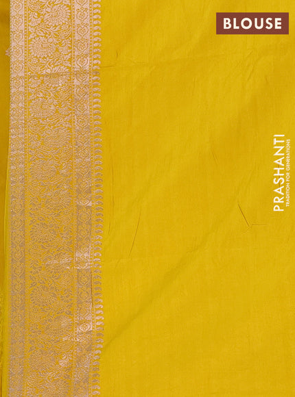 Semi soft silk saree mustard yellow with zari woven buttas and zari woven border