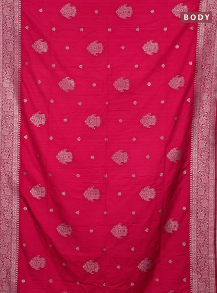 Semi soft silk saree dark pink with zari woven buttas and zari woven border
