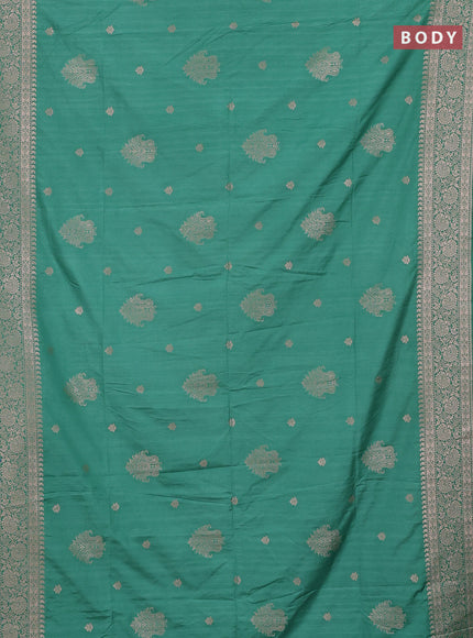 Semi soft silk saree pastel green with zari woven buttas and zari woven border