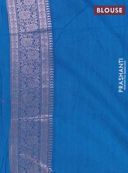 Semi soft silk saree peacock blue with zari woven buttas and zari woven border