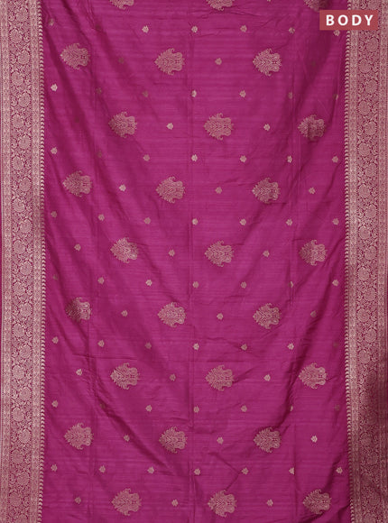 Semi soft silk saree magenta pink with zari woven buttas and zari woven border