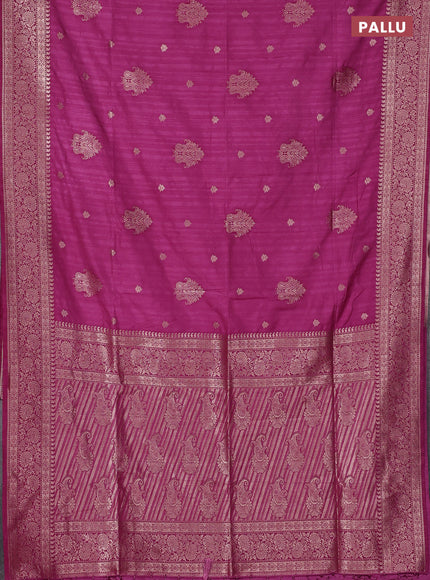 Semi soft silk saree magenta pink with zari woven buttas and zari woven border
