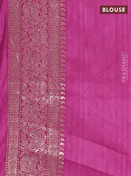Semi soft silk saree magenta pink with zari woven buttas and zari woven border