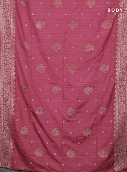 Semi soft silk saree mauve pink with zari woven buttas and zari woven border