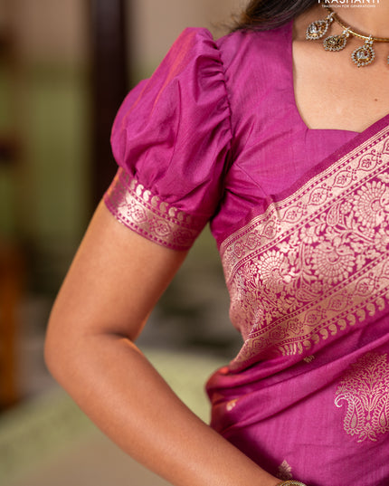 Semi soft silk saree pink with zari woven buttas and zari woven border