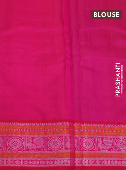 Pure kanjivaram silk saree royal blue and pink with allover thread checks & buttas and temple design thread woven border