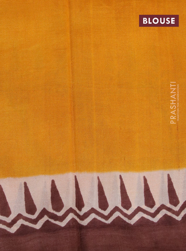 Bishnupuri silk saree sandal and brown with butta prints and printed border
