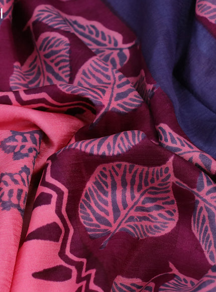 Bishnupuri silk saree pastel pink and deep purple with butta prints and printed border