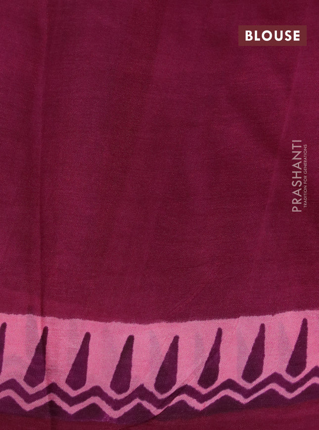 Bishnupuri silk saree pastel pink and deep purple with butta prints and printed border