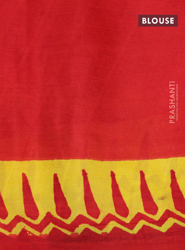 Bishnupuri silk saree yellow and red with butta prints and printed border