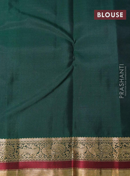 Pure kanjivaram silk saree red and green with allover self emboss & zari buttas and zari woven korvai border