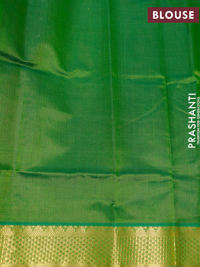 Silk cotton saree deep wine shade and green with plain body and zari woven border