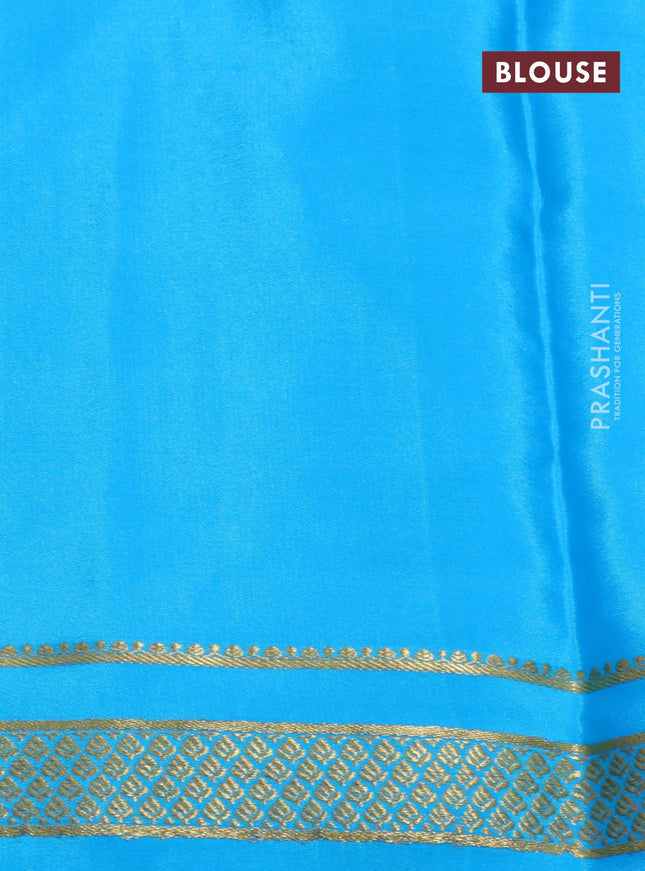 Mysore silk saree light blue with allover zari checked pattern and zari woven border