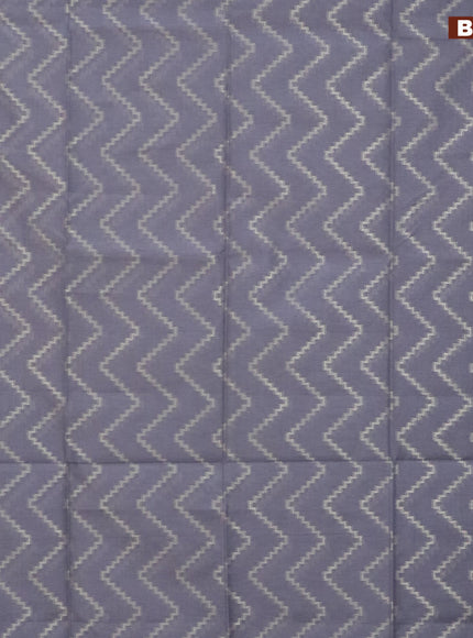 Semi dupion saree grey with allover zig zag weaves and zari woven border