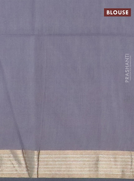 Semi dupion saree grey with allover zig zag weaves and zari woven border