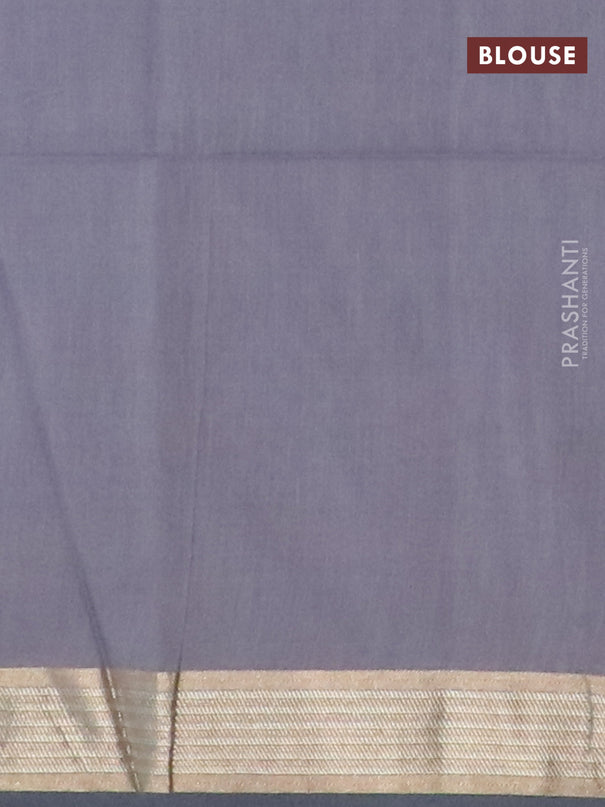 Semi dupion saree grey with allover zig zag weaves and zari woven border