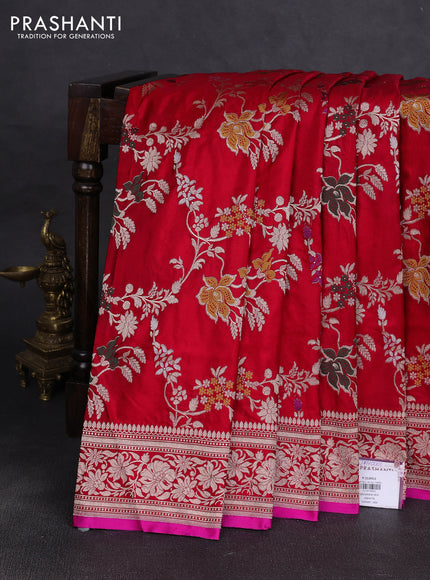 Banarasi uppada silk saree red with allover zari weaves and zari woven border