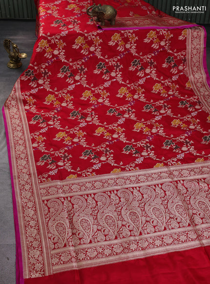 Banarasi uppada silk saree red with allover zari weaves and zari woven border