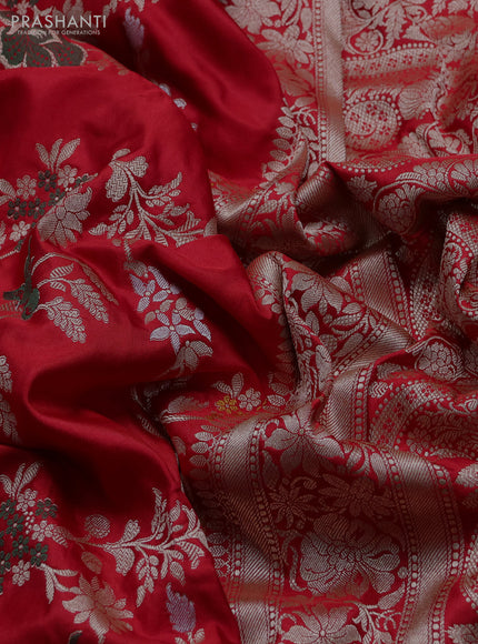 Banarasi uppada silk saree red with allover zari weaves and zari woven border