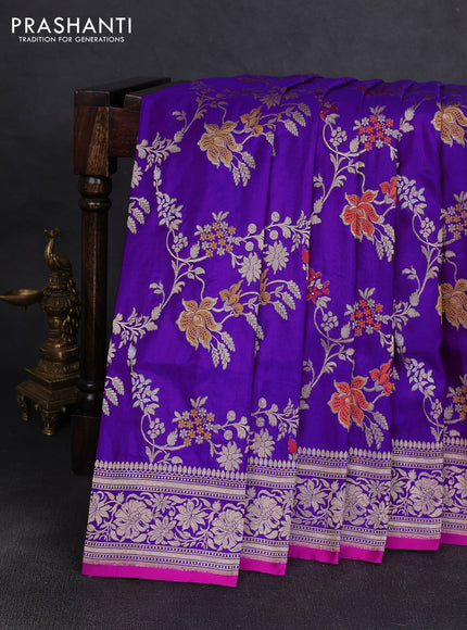 Banarasi uppada silk saree violet with allover zari weaves and zari woven border