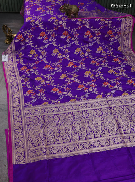 Banarasi uppada silk saree violet with allover zari weaves and zari woven border