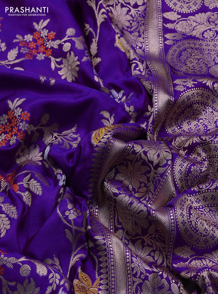 Banarasi uppada silk saree violet with allover zari weaves and zari woven border