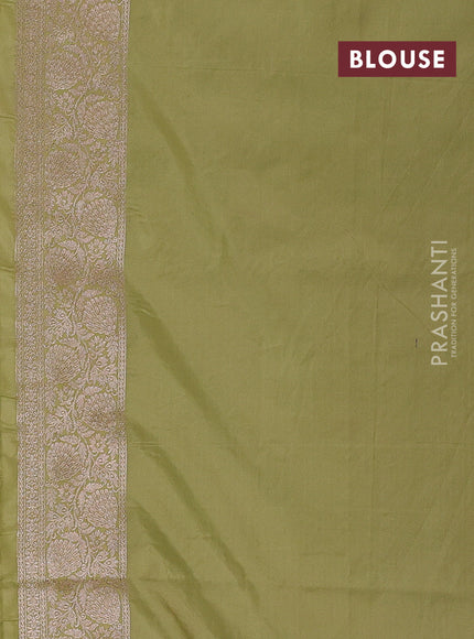 Banarasi uppada silk saree pista green with allover zari weaves and zari woven border