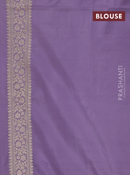 Banarasi uppada silk saree mild lavender with allover floral zari weaves and zari woven border
