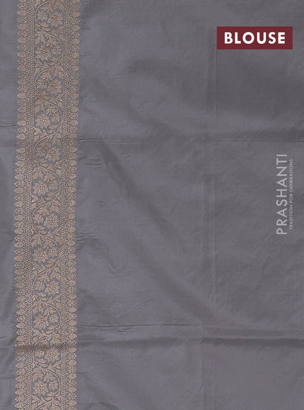 Banarasi uppada silk saree grey with allover floral zari weaves and zari woven border