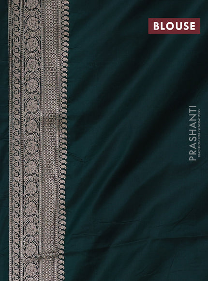 Banarasi uppada silk saree bottle green with allover floral zari weaves and zari woven border